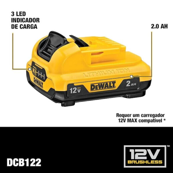 Parafusadeira/Furadeira a Bateria 12V MAX Li-Ion 3/8 Pol. com Carregador e 2 Baterias – DEWALT-DCD710D2 - Imagem 2