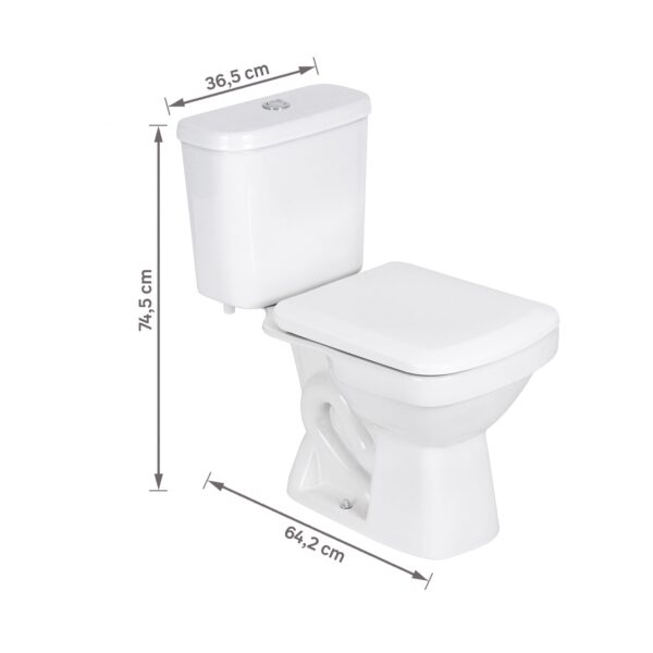 Kit Vaso Sanitário com Caixa Acoplada e Assento Branco Duplo Acionamento 3/6L Saída Vertical Lirio Fiori - Imagem 5